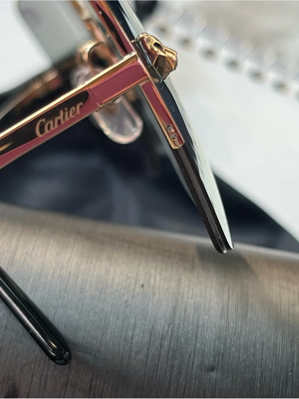 Cartier Blue Gradient Lens Sunglasses with Gold Accents